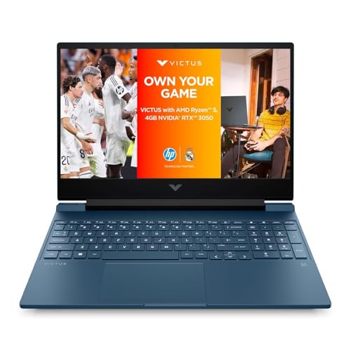 Image of HP Victus, AMD Ryzen 5 5600H, NVIDIA RTX 3050 Gaming Laptop (16GB DDR4, 512GB SSD) 144Hz, IPS, 15.6 inch /39.6cm, FHD, Win 11, Office 21, Blue, 2.37kg, Enhanced Cooling, Backlit KB, fb0106AX /Fb0112AX