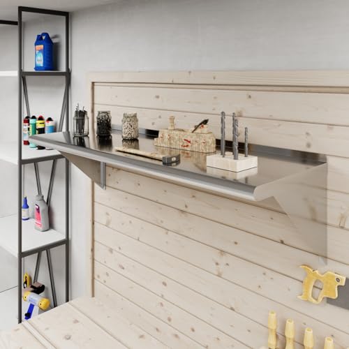 Image of AmGood 16 in. x 48 in. Stainless Steel Wall Shelf | NSF | Metal Shelving | Garage, Laundry, Storage, Utility Room | Restaurant, Commercial Kitchen