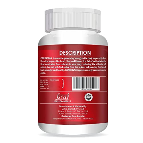 Image of Vokin Biotech Cardiovax With Arjuna Extract & Moringa Extract Pack of 60 Tablets With Exclusive Vitamin C Effervescent Water Soluble 20 Tablets Free