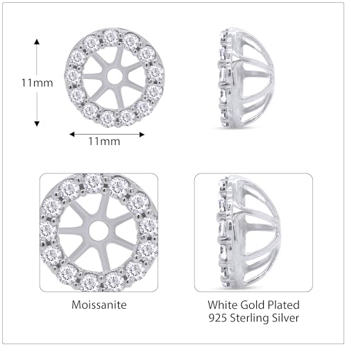 Lab Created Moissanite & Lab Grown Diamond Women's Earring Jackets For 7MM Round Shape Studs In 14k Gold Over 925 Sterling Silver (0.40 Ctw), Gift For Her2