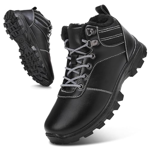 ricema Winterschuhe Herren Damen Winterstiefel Warm Gefüttert Schneestiefel Leicht Wanderschuhe Trekkingschuhe Rutschfest Stiefe, Schwarz 40 EU