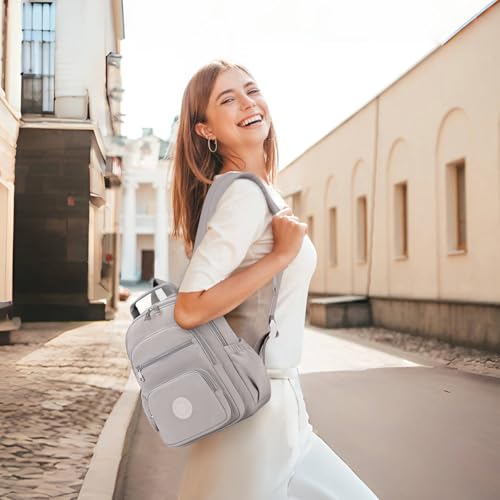 Image of Sisipoet Small Backpack for Women, 2PCS Mini Backpack for Ladies Bookbag Purse for Women with Mini Wallet and Luggage Strap, Gray