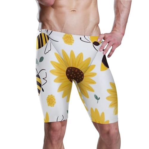 UMIRIKO Sunflower Bee Men's Swim Jammers Racing & Training Swimsuit Fast, Flexible,Comfortable XXXL B0401514, 3X-Large