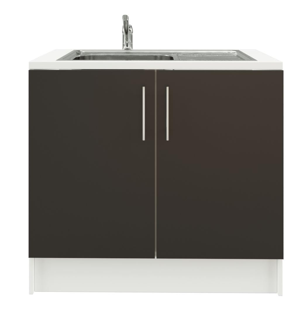 JD Greta 1000mm Utility Room Sink Unit with Tap, Kitchen Base Cabinet - Dark Grey Matt