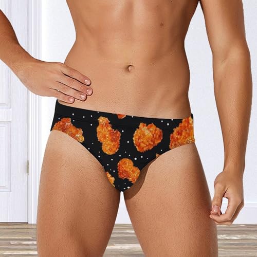 Fried Chicken Nuggets Mens Swim Briefs Quick Dry Swimming Trunks Training Swimsuit Low Rise Swimwear4
