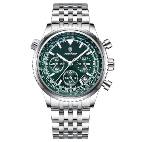 Poedagar Men Fashion Big Dial Military Quartz Watch Waterproof Luminous Date Chronograph Man's Luxury Quartz Watches Sport Stainless Steel Wristwatches
