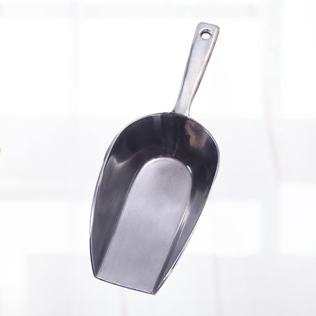 Stainless Steel Spoon Aluminum Alloy Flour ice Scoop Food ice Bucket Scoop Flat Bottom Metal Cooking Spoon，Silver-31 * 11