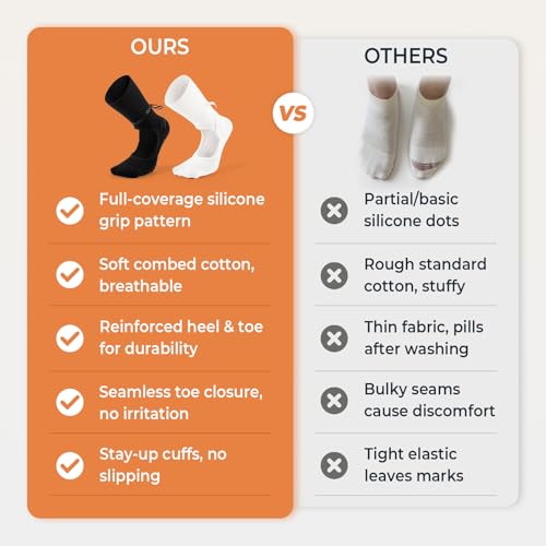 Image of Non Slip Pilates Grip Socks for Women Yoga Barre Knitted Cotton | Full Foot Sticky Silicone,Soft Breathable Comfortable,Durable Washable Anti Skid,Gentle Arch Compression Support