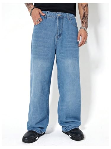 Verdusa Men's Casual Loose Jeans Baggy Straight Leg Denim Pants Long Trousers3