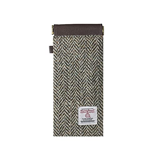 Image of TAILORMAP Harris Tweed Squeeze Leather Sunglasses Pouch Spring Storage Glasses Pouch Holder