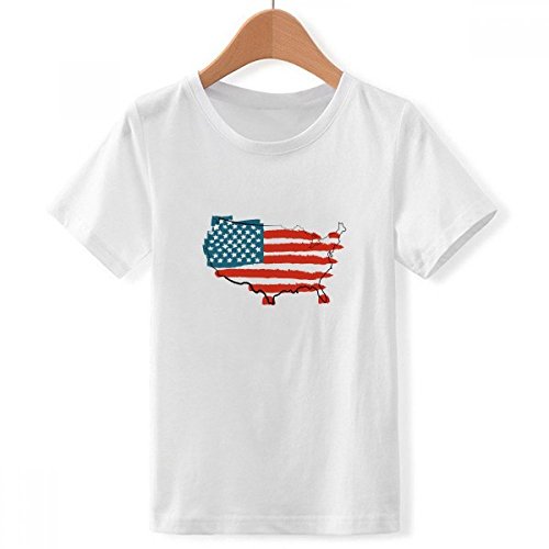 T-shirt garçon blanc anti-déformation à col ras du cou Amérique
