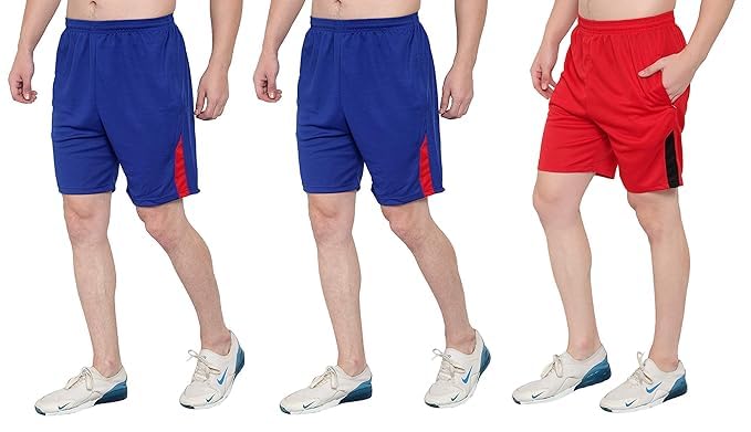 Image of DIA A DIA Men's Athletic Shorts Combo Pack - Quick Dry Polyester Blend Gym Running Training Sports Shorts with Zipper Pockets & Elastic Waistband