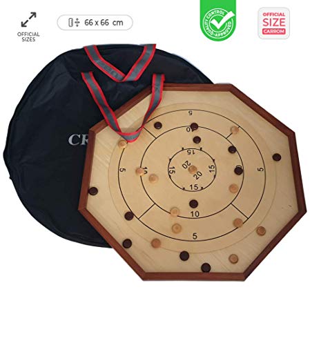 Ubergames Orginal Crokinole Brettspiel - Top ECO-Hartholz Qualität - Inkl Tasche