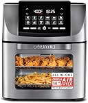Friteuse à air Gourmia - four rotatif tout-en-un de 14 Qt avec affichage numérique, 12 presets, rôtir, cuire, griller, déshydrater, accessoires lavables au lave-vaisselle, acier inoxydable