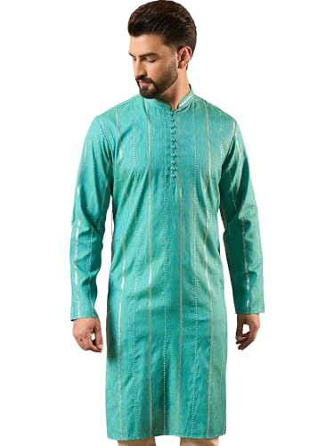 Image of Men's Embroidered Solid Calf Length Kurtas | Men | Kurtas for Mens | Straight Fit Kurta for Men's