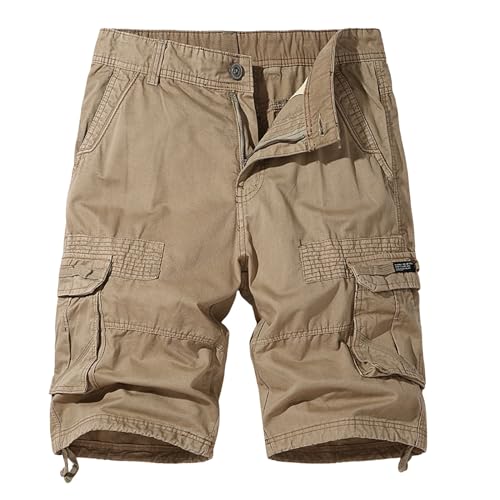 Men's Cargo Shorts Outdoor Casual Expandable Waist Ripstop Running Short Lightweight Quick Dry Fishing Hiking Shorts Khaki XL