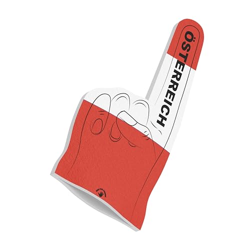 HIGH FIVE FINGERS Austria Copa Europea Copa Mundial Olimpiada Bandera | Mano de Espuma para Partidos, estadios y Eventos | Talla única | 44 x 22 x 2,5 cm