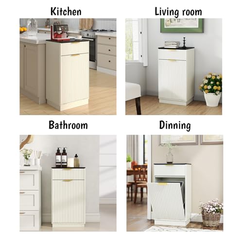 Mueble con basura oculta y cajón 10 galones blanco y negro miniatura 4