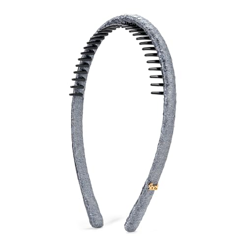 SHE'S FREE STYLE JUST FOR YOU Thin Headbands for Women, Hand-twisted Gold thread Headband, Sparkly fashion Head Bands with Teeth for Strong Hold Grip Girls Durable Hair Accessories (Black)