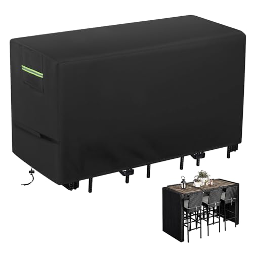 Outdoor-Bar-Height-Dining-Set-Cover-Heavy-Duty-Patio-Dining-Set-Cover-Waterproof-for-7-Pieces-76-Outdoor-High-Top-Table-and-Chairs-Long-Bar-Height-Dining-Set-High-Top-76L-x-34W-x-42H Outdoor Bar Height Dining Set Cover Heavy Duty Patio Dining Set Cover Waterproof for 7 Pieces 76 Outdoor High Top Table and Chairs Long Bar Height Dining Set High Top 76L x 34W x 42H