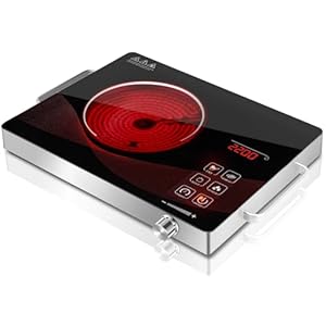 Single Electric Hob Infrared Cooktop, 2200W Countertop Burner for Cooking, Portable Electric Hot Plate, Plug in Kitchen Hotplate, Temperature Adjustable Compact Hob Camping Stoves