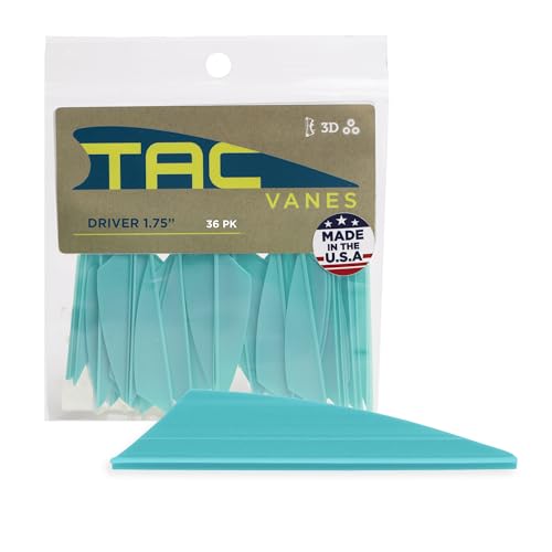 TAC Vanes Driver Hybrid Vanes, Archery & Bow Hunting, 36 Pack, 1.75" Turquoise