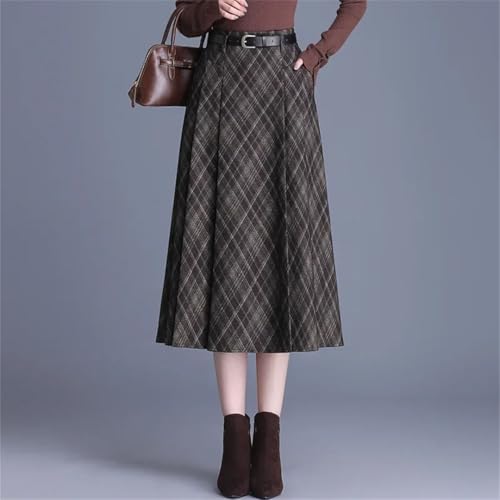 Women's High Waist Slim Drape Color Matching Design A-Line Mid-Length Commuter Skirt4