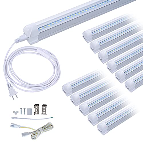 (Pack of 12) 4FT LED Shop Light, 24W 4 Foot T8 Integrated Tube Light,Clear Cover 6000K Daylight White,with ON/Off Switch Cable, Plug and Play, for Household Ceiling, Garage and Under Cabinet Lighting (Pack of 12) 4FT LED Shop Light, 24W 4 Foot T8 Integrated Tube Light,Clear Cover 6000K Daylight White,with ON/Off Switch Cable, Plug and Play, for Household Ceiling, Garage and Under Cabinet Lighting