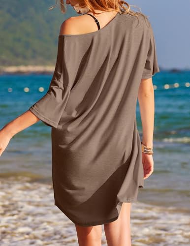 Image of Ekouaer Womens Tshirt Nightgown Cotton V Neck Sleepshirts Comfy Casual Nightshirt for Women