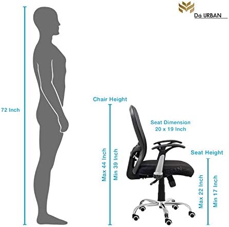 Da URBAN® Signature Mid-Back Revolving Mesh Ergonomic Chair for Home & Office with Tilt Lock Mechanism, Armrest & High Comfort Seating (Black)