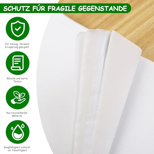 Packpapier Bögen, 100 Blatt Packpapier Umzug Geschirr, Packing Paper Sheet for Moving, Verpackungsmaterial Füllmaterial Seidenpapier Umzug Papier für Pakete Verpackung Versand Dekoration