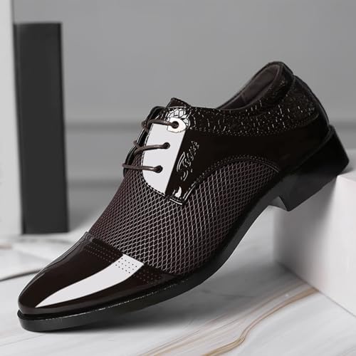 Zapatos de hombre de vestir informales y puntiagudos con diseño patchwork moderno 5