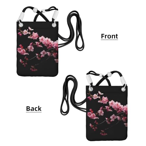 Japanese Cherry Flowers Print Small Crossbody Bags for Women Lightweight Phone Bag Purses Adjustable Strap2