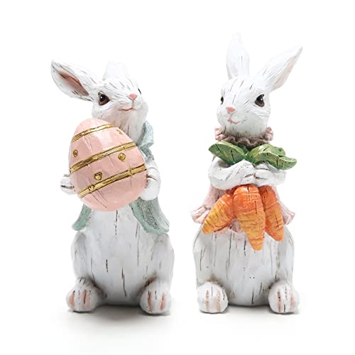 Hodao-Easter-Bunny-Decorations-Spring-Home-Decor-Bunny-FigurinesEaster-White-Rabbit-2pcs