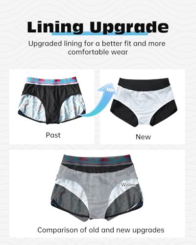 AIMPACT Mens Short Swim Trunks Quick Dry Beach Board Shorts 80s 90s Summer Vintage Swimwear with Lining Swimming Suits3