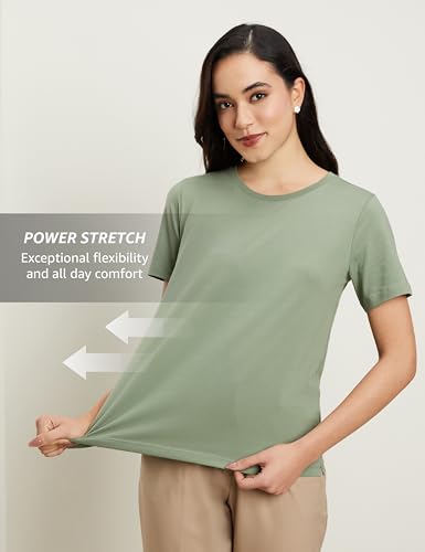 Image of Symbol Premium Women's Super Soft Cotton Round Neck Solid T-Shirt (Stylish | Regular Fit) (Available in Plus Sizes)