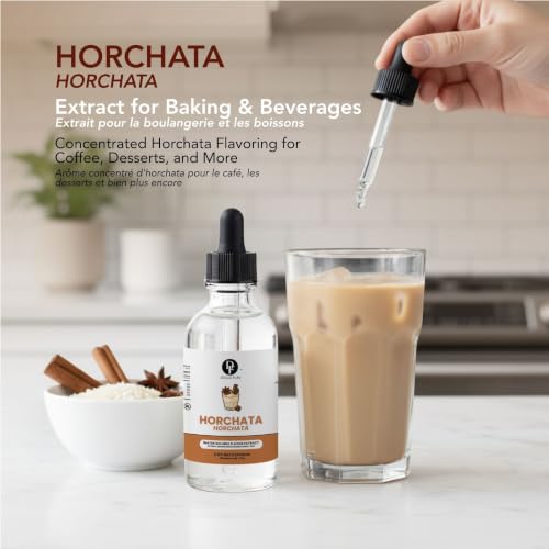 Image of Dolce Flav Natural Horchata Extract, Water Soluble - 2 oz | Authentic Cinnamon Rice Flavoring for Baking, Desserts, Beverages & Syrups - Sugar Free, Kosher, Allergen Free