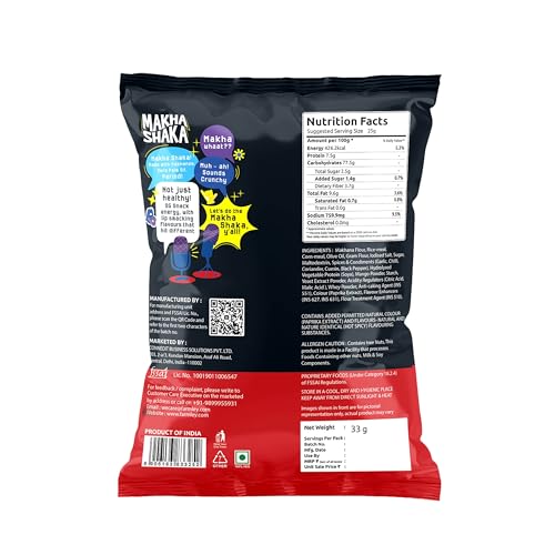 Image of Makha Shaka Stix Farmley Pillow Pouch I Healthy Snacks | Namkeen Snacks I Puffed Snacks | Roasted in Olive Oi (33 g (Pack of 1), Flaming Hot Stix)