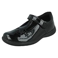 Girls Startrite T-Bar School Shoes Star Jump - Black Patent - UK Size 9E - EU Size 27 - US Size 10