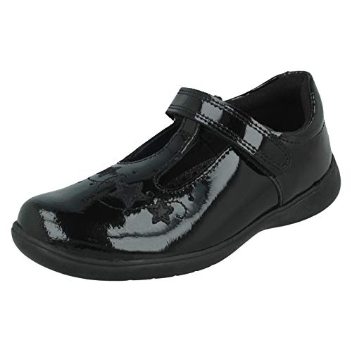 Girls Startrite T-Bar School Shoes Star Jump - Black Patent - UK Size 9E - EU Size 27 - US Size 10