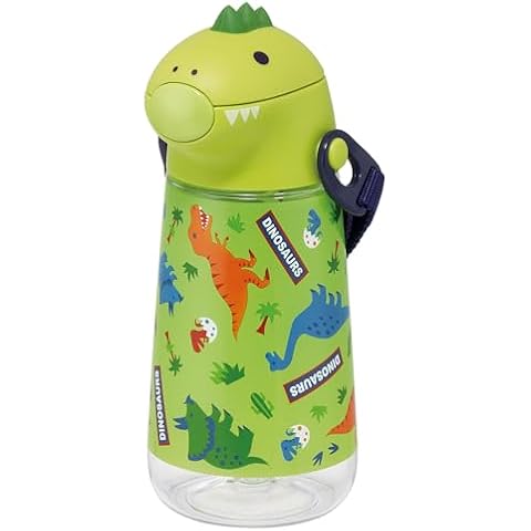 Skater PSHC4DK-A Dinosaurus Die-Cut Bottle with Straw, 14.2 fl oz (420 ml) Cover