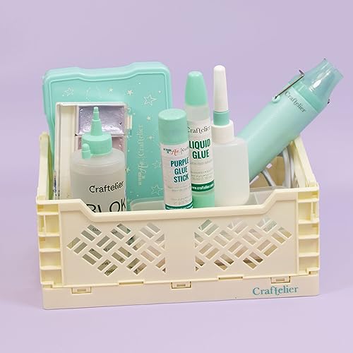 Image of Craftelier - Box for Organisation and Storage of Scrapbooking and Craft Materials | Foldable and Stackable Design | Large Size - Open Box Measures 24,5 x 18 x 10,8 cm - Colour Yellow