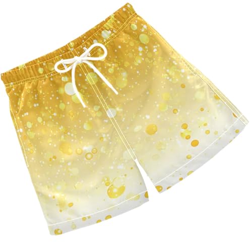 Pigsaly Boys Swim Trunks Bright Yellow Cream Gradient Flashing Gold Glitter Boys Board Shorts Swimsuit Swimwear 5T