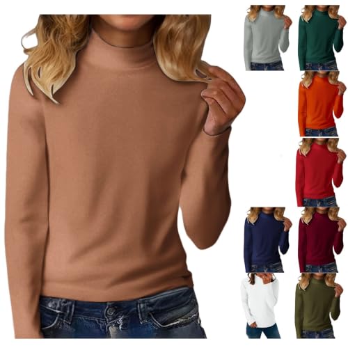 Womens Fall Tops Fleece Long Sleeve Pullover A-Light Yellow L | Womens Mock Neck Tops,Casual Basic Tees,Fall Plus Size Shirts,Thermal Long Sleeve Undershirt,Fall Winter Clothes Trendy - image 1