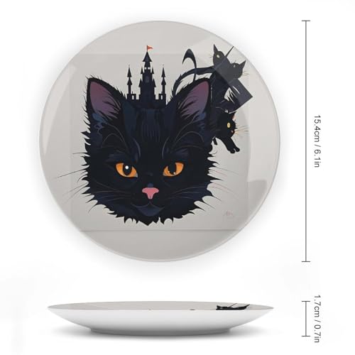 Plato decorativo de porcelana Abstract Kitty 6 pulgadas miniatura 2