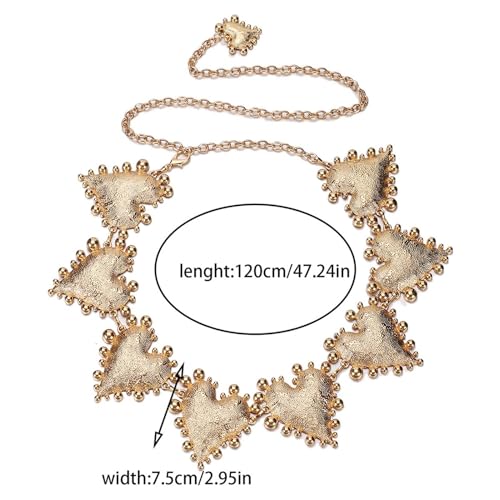 Women's Retro Concho Heart Style Western Country Cowgirl Mental Link Boho Waist Chian Belt for Dress Skirt Jeans2