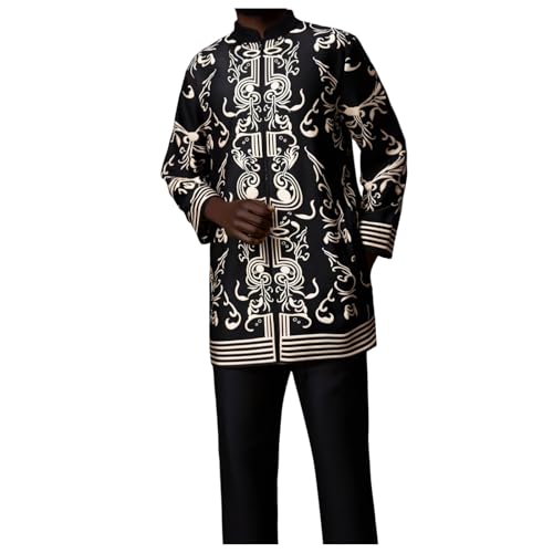 Ensemble africain traditionnel pour homme avec finitions soignées et coupe tendance chic