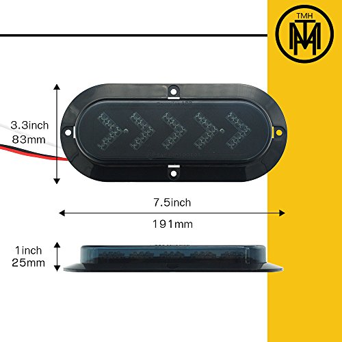 TMH (Pack of 2) 6 Inch 25 ARROW LED Surface Mount Oval Smoked Lens/Red Light Turn Signal Side Marker Tail LED Light for Truck Trailer Trail Bus 12V DC - Thumbnail 7