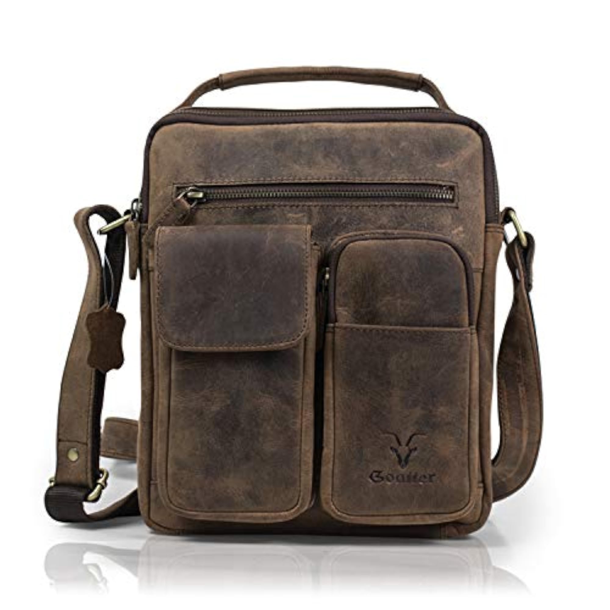 Hunter Leather 11 Inch Multi Pocket Men's Messenger Bag