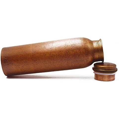 De Kulture Handmade Vintage Pure Copper Water Bottle with Cap, Ideal Drinkware with Ayurveda and Yoga Benefits, 2.75 x 10 Inches (DH) Cover